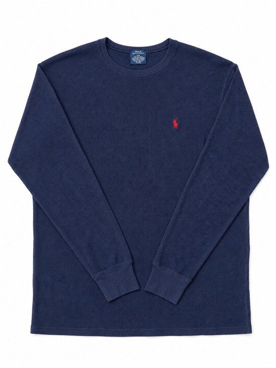 Polo Ralph Lauren Other - Polo by Ralph Lauren Navy Long-Sleeve Waffle Crew with Red Pony